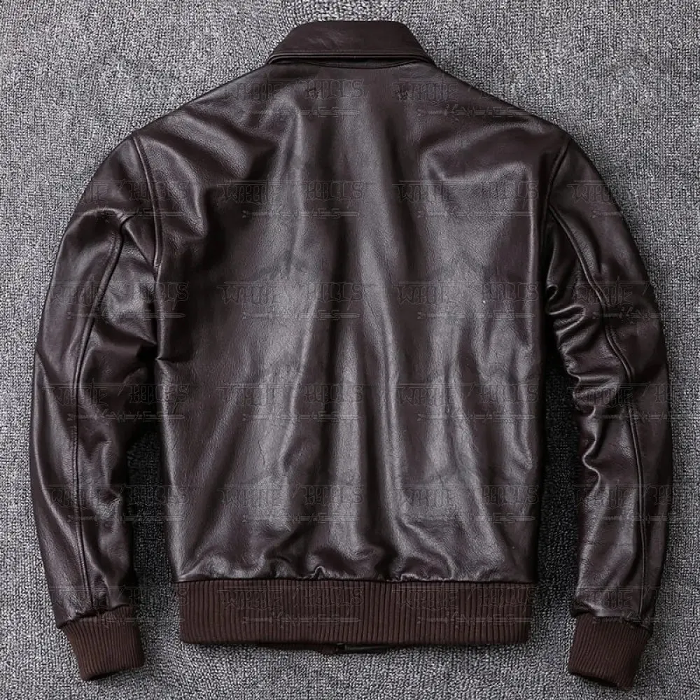 Men's Military Genuine Natural Cowhide Leather Jacket