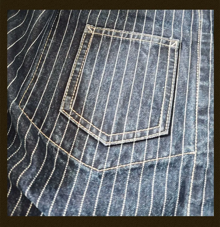 Men's Striped Denim Engineer Jacket