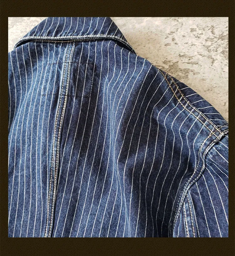 Men's Striped Denim Engineer Jacket