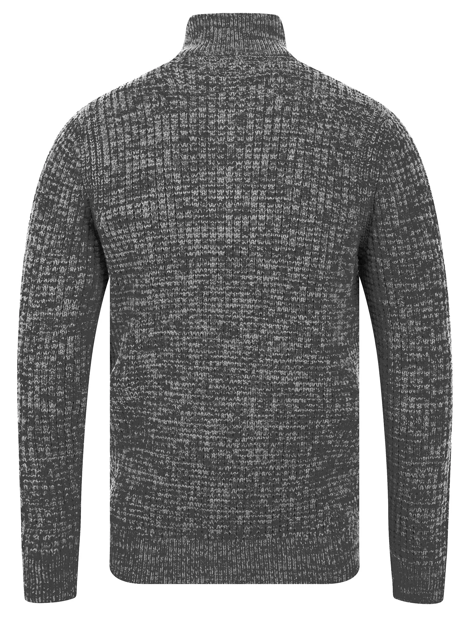 Merson Quarter Zip Funnel Neck Wool Blend Knitted Jumper in Ecru / Grey Twist - Tokyo Laundry