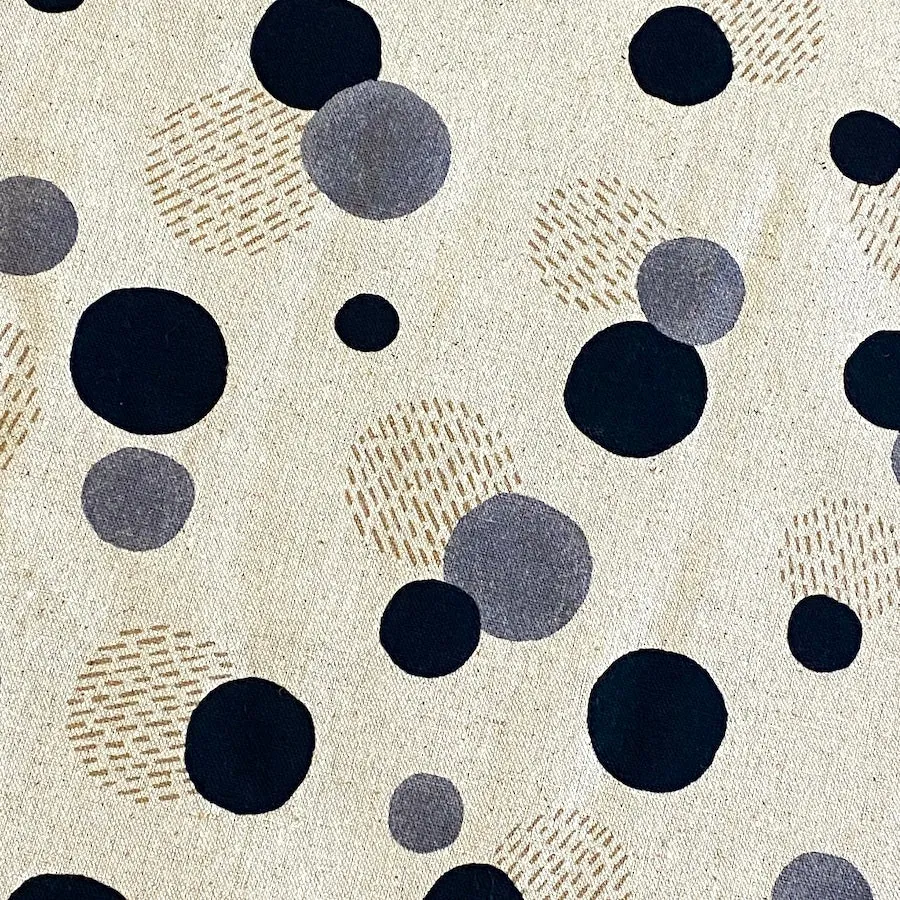 Midweight Canvas from Japan, Le Bouquet Dots, Linen/Cotton 44" Wide By the Yard #YGA-66000