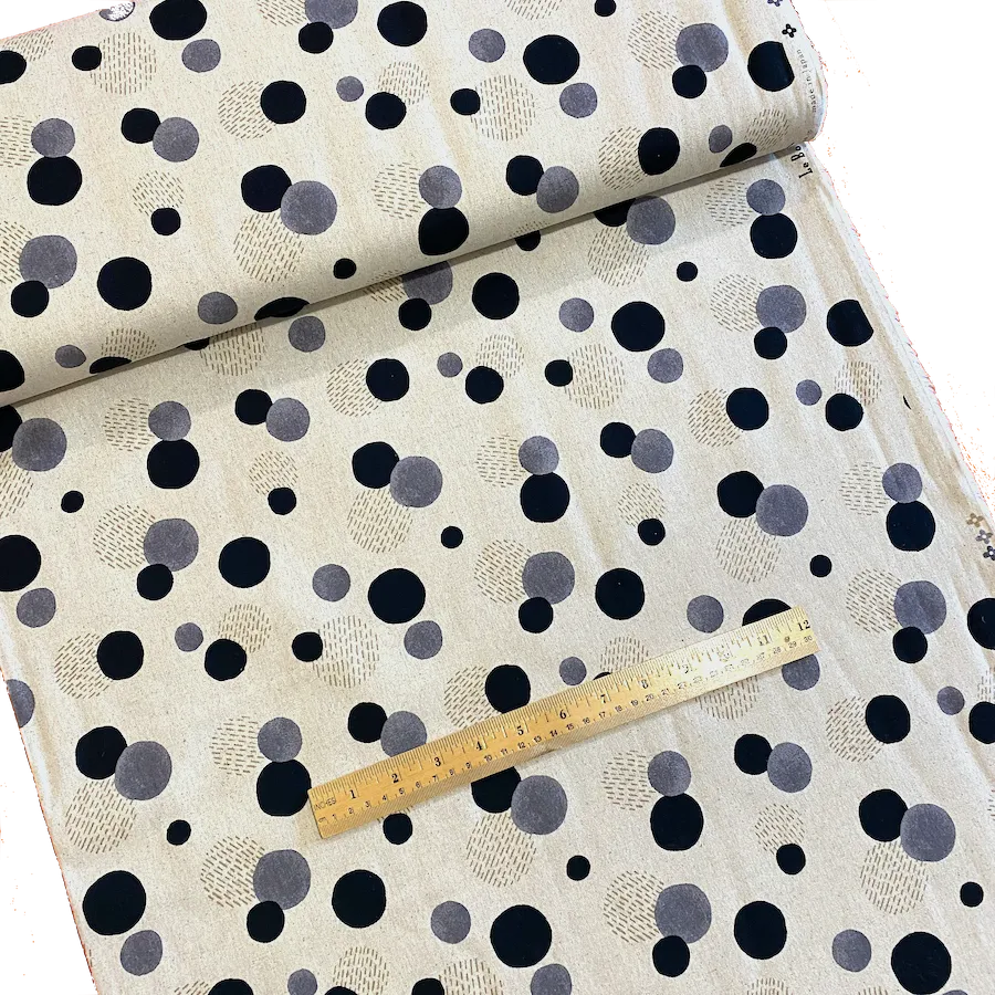 Midweight Canvas from Japan, Le Bouquet Dots, Linen/Cotton 44" Wide By the Yard #YGA-66000