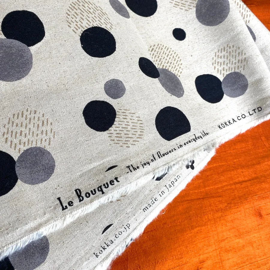 Midweight Canvas from Japan, Le Bouquet Dots, Linen/Cotton 44" Wide By the Yard #YGA-66000