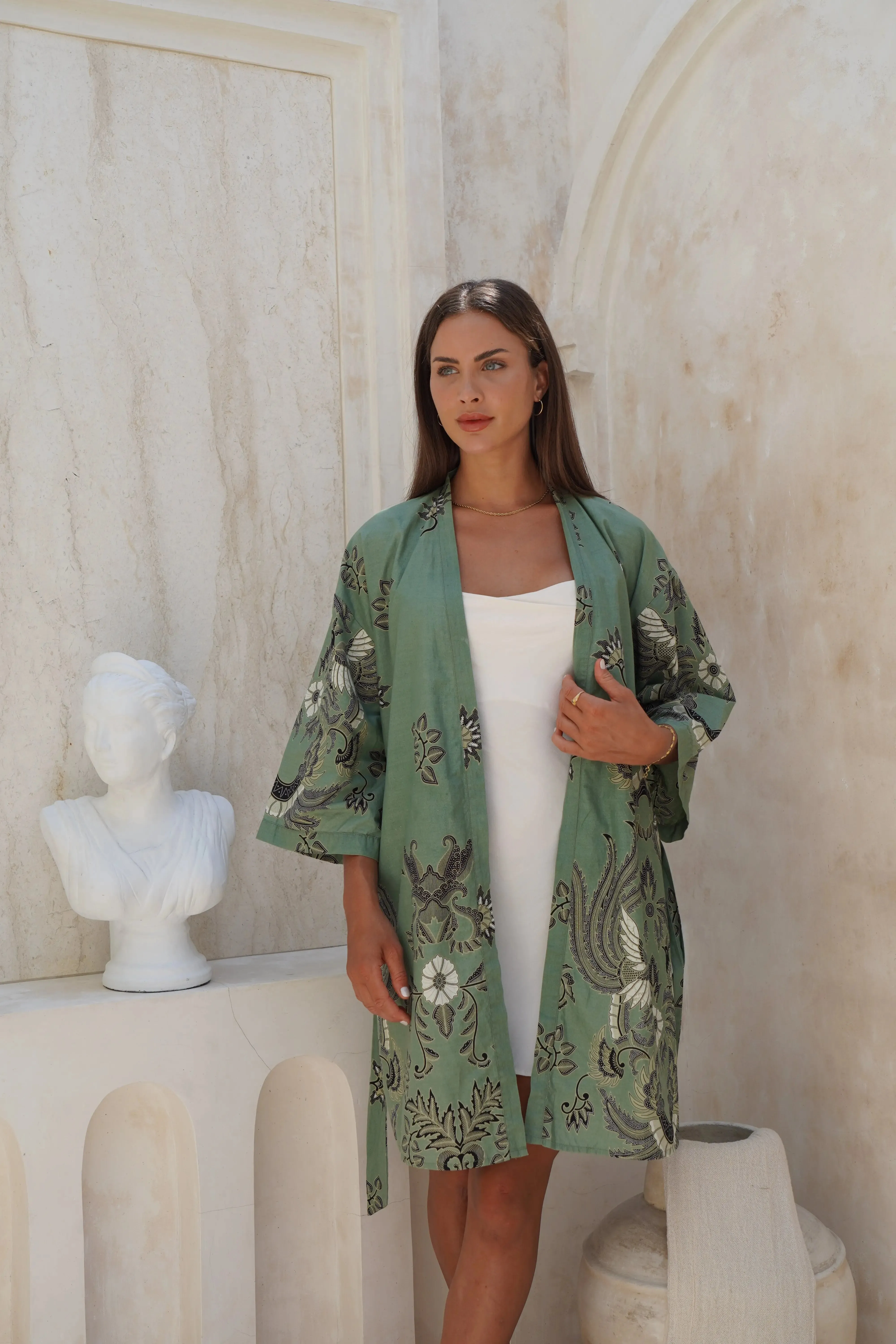 Mint Batik Kimono Robe