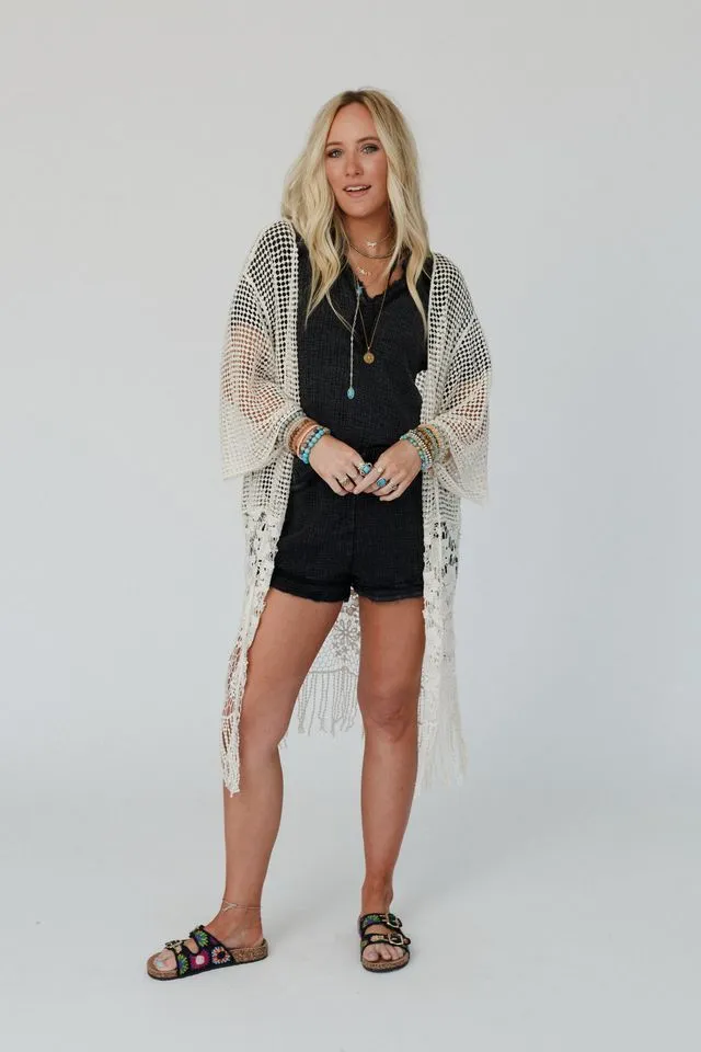 Mix It Up Crochet Kimono - Natural