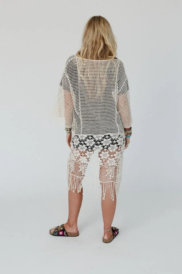 Mix It Up Crochet Kimono - Natural