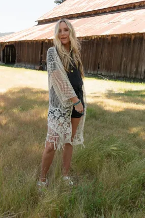 Mix It Up Crochet Kimono - Natural