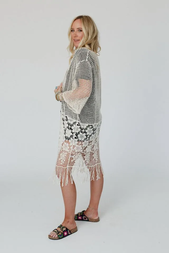 Mix It Up Crochet Kimono - Natural