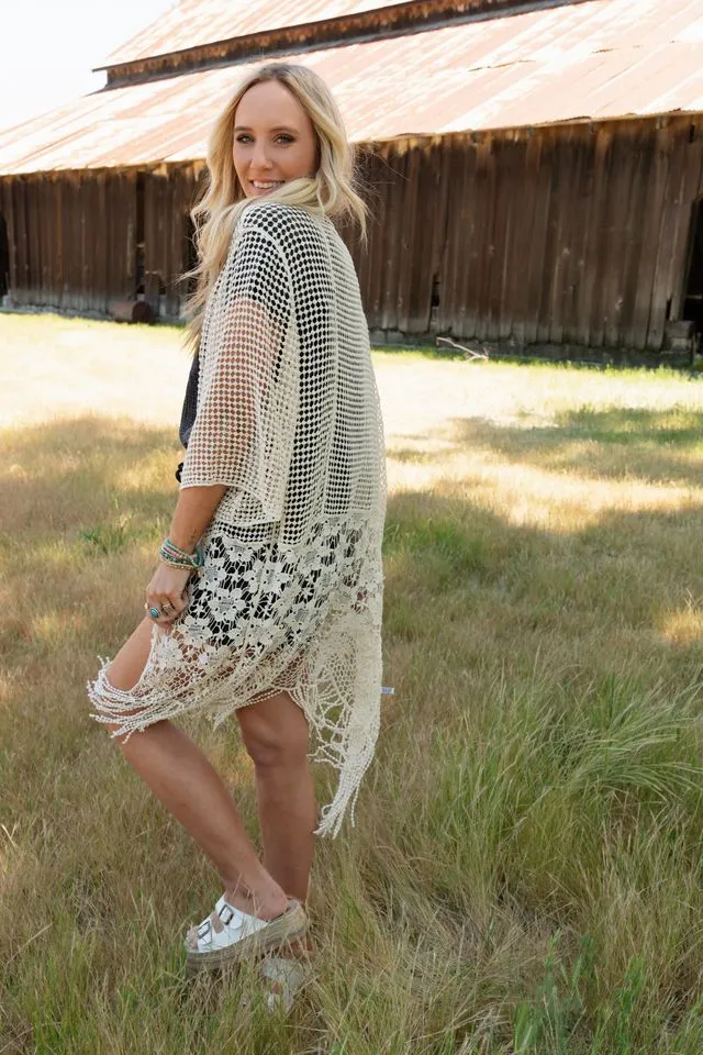 Mix It Up Crochet Kimono - Natural