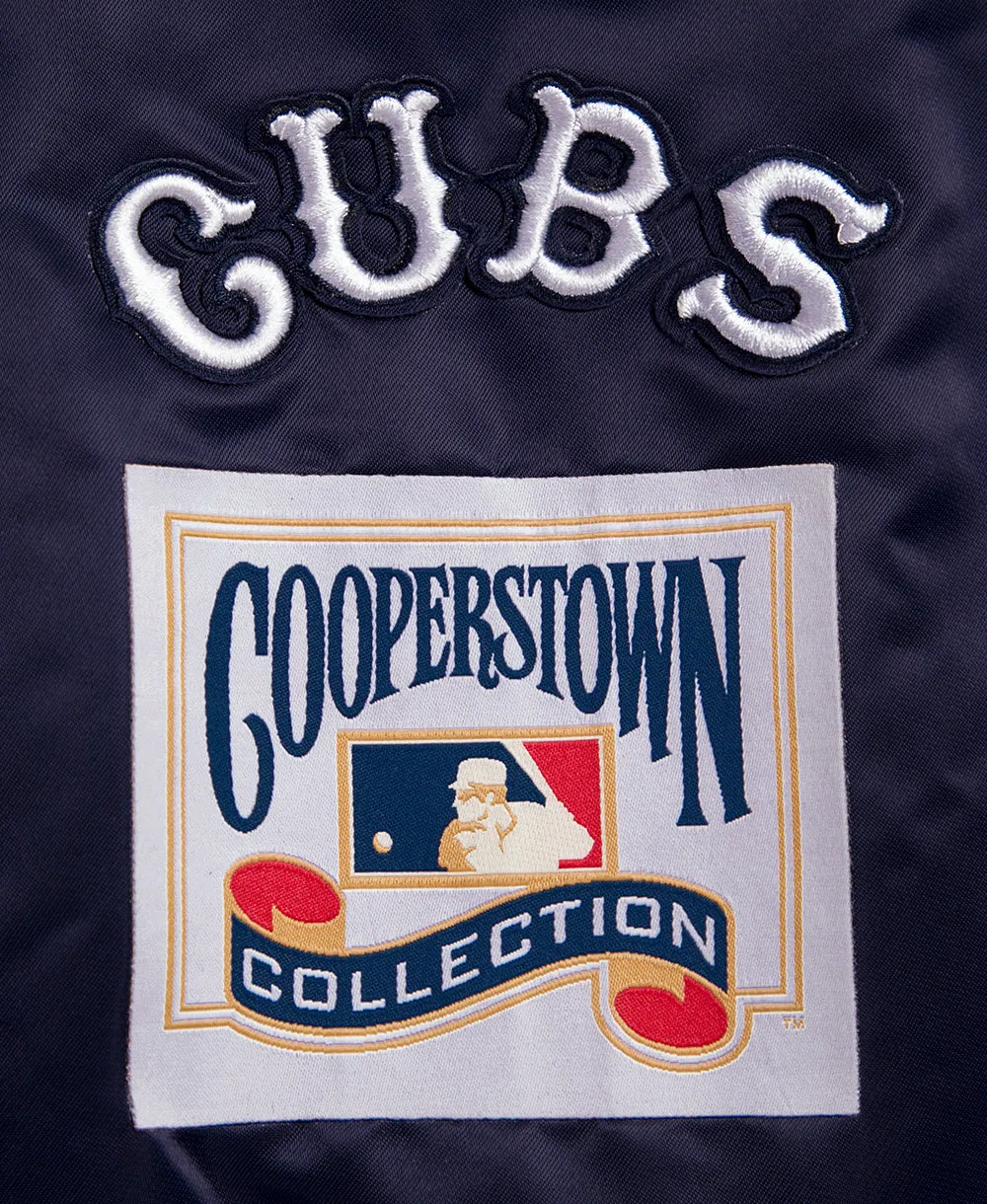 MLB CHICAGO CUBS RETRO CLASSIC MEN'S RIB SATIN JACKET (MIDNIGHT NAVY)