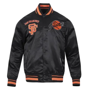 MLB SAN FRANCISCO GIANTS RETRO CLASSIC MEN'S RIB SATIN JACKET (BLACK/ORANGE)