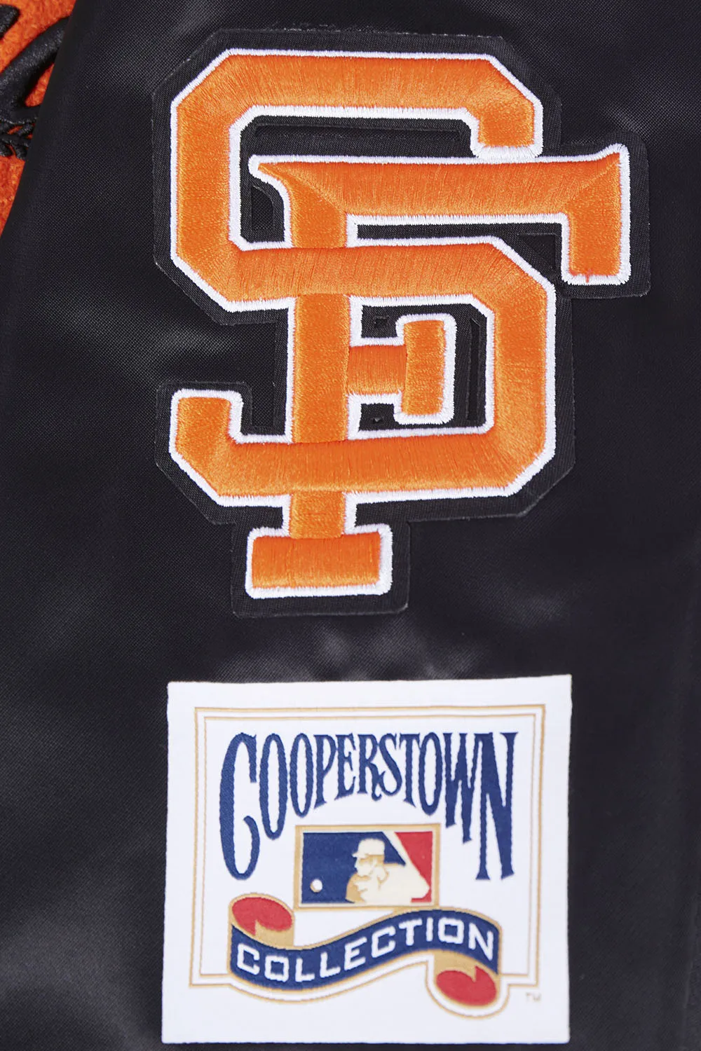 MLB SAN FRANCISCO GIANTS RETRO CLASSIC MEN'S RIB SATIN JACKET (BLACK/ORANGE)