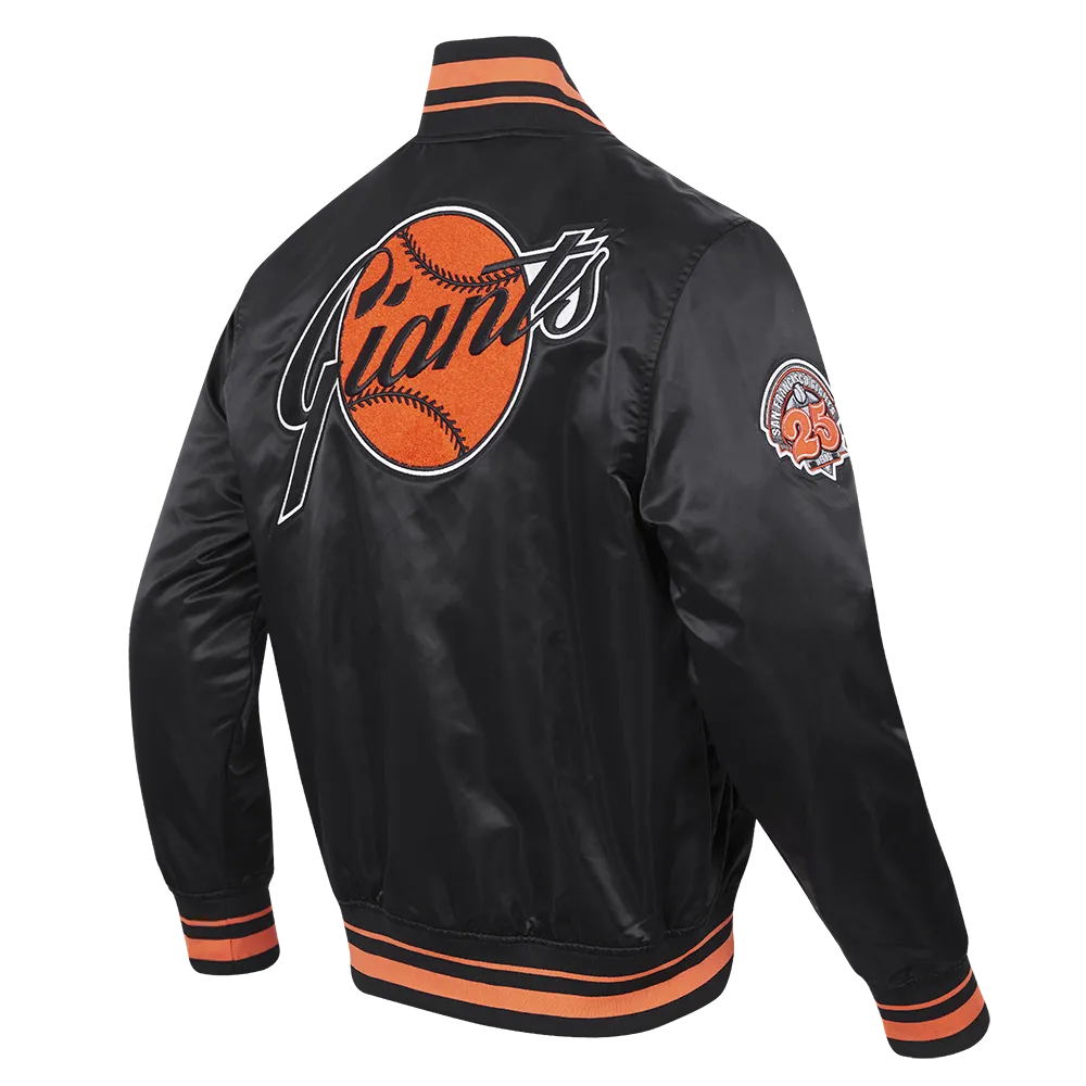 MLB SAN FRANCISCO GIANTS RETRO CLASSIC MEN'S RIB SATIN JACKET (BLACK/ORANGE)