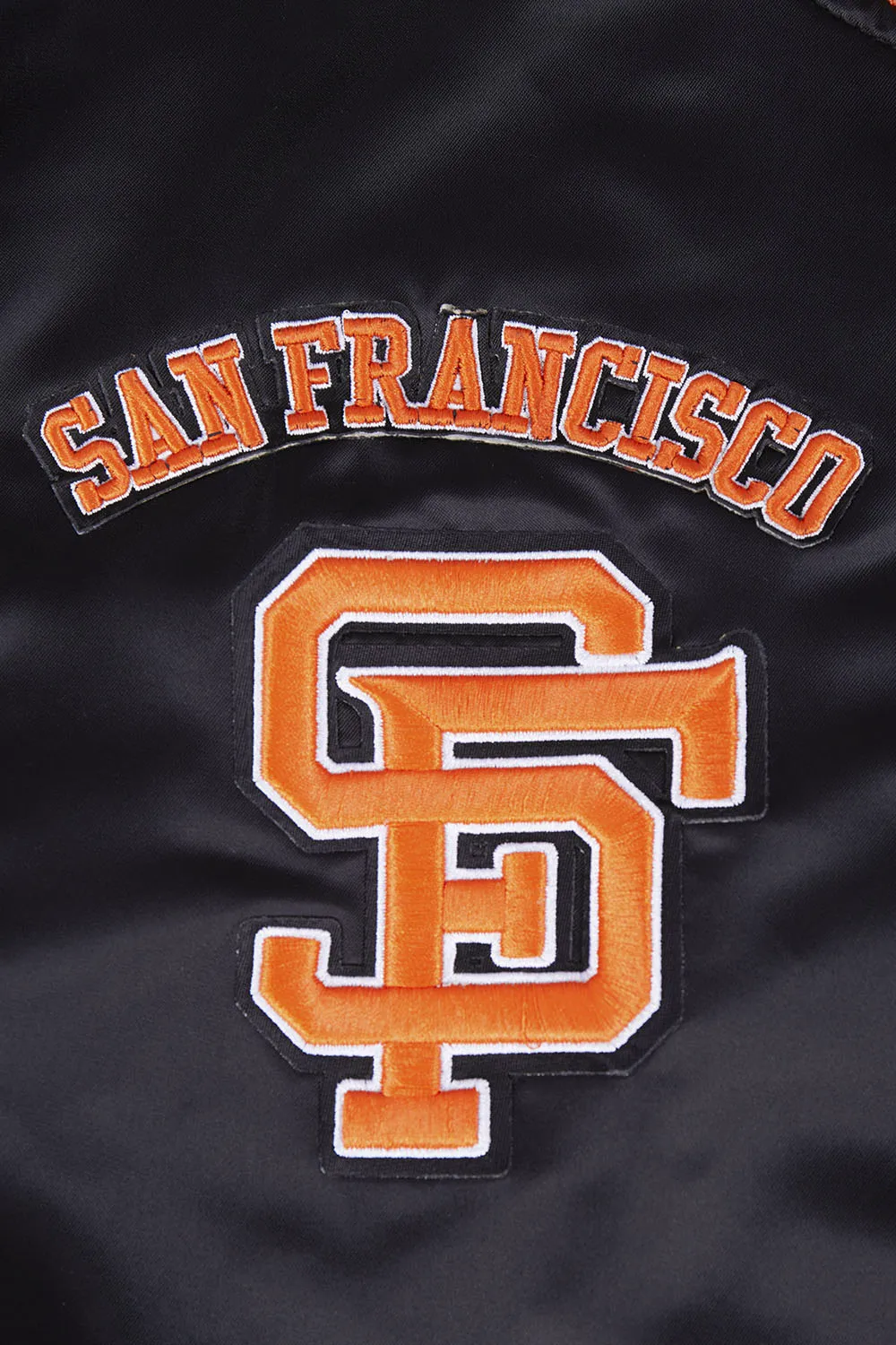 MLB SAN FRANCISCO GIANTS RETRO CLASSIC MEN'S RIB SATIN JACKET (BLACK/ORANGE)