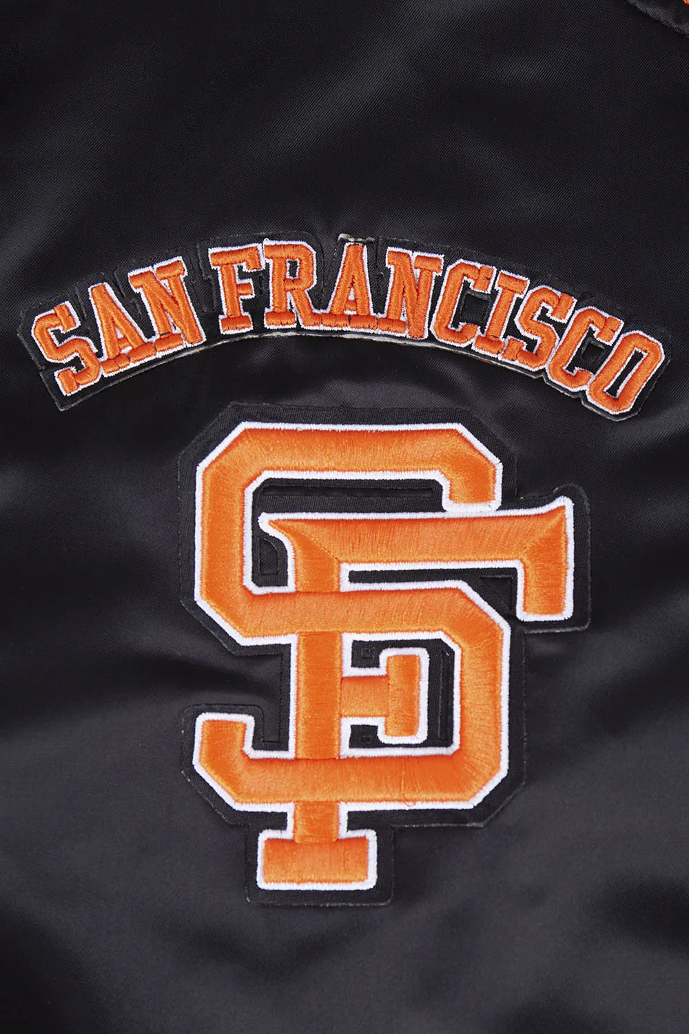 MLB SAN FRANCISCO GIANTS RETRO CLASSIC MEN'S RIB SATIN JACKET (BLACK/ORANGE)