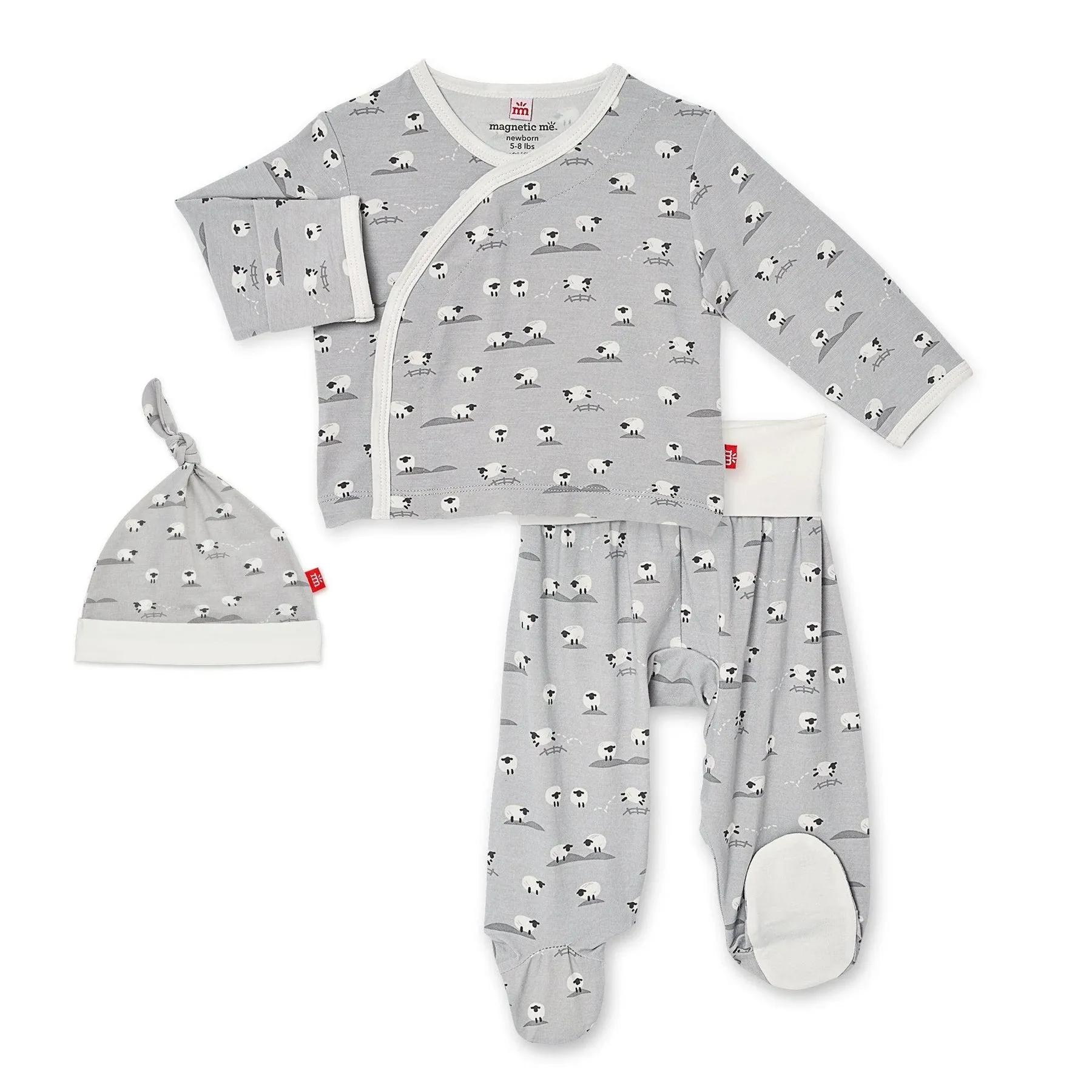 Modal Magnetic 3 piece Kimono Set - Gray Baa Baa