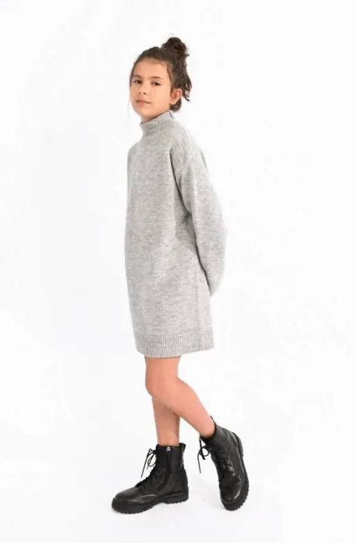 Molly Bracken Soft Knit Sweater Dress in Ash Grey