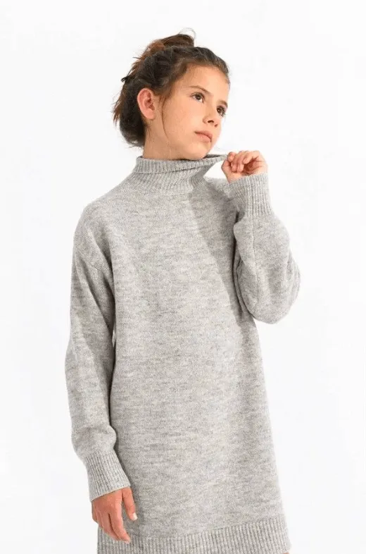 Molly Bracken Soft Knit Sweater Dress in Ash Grey