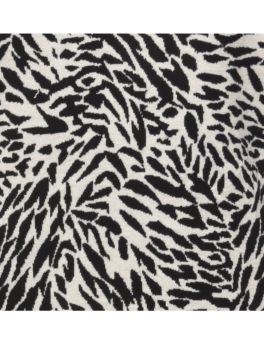 Monochrome Animal Pattern Jumper - L