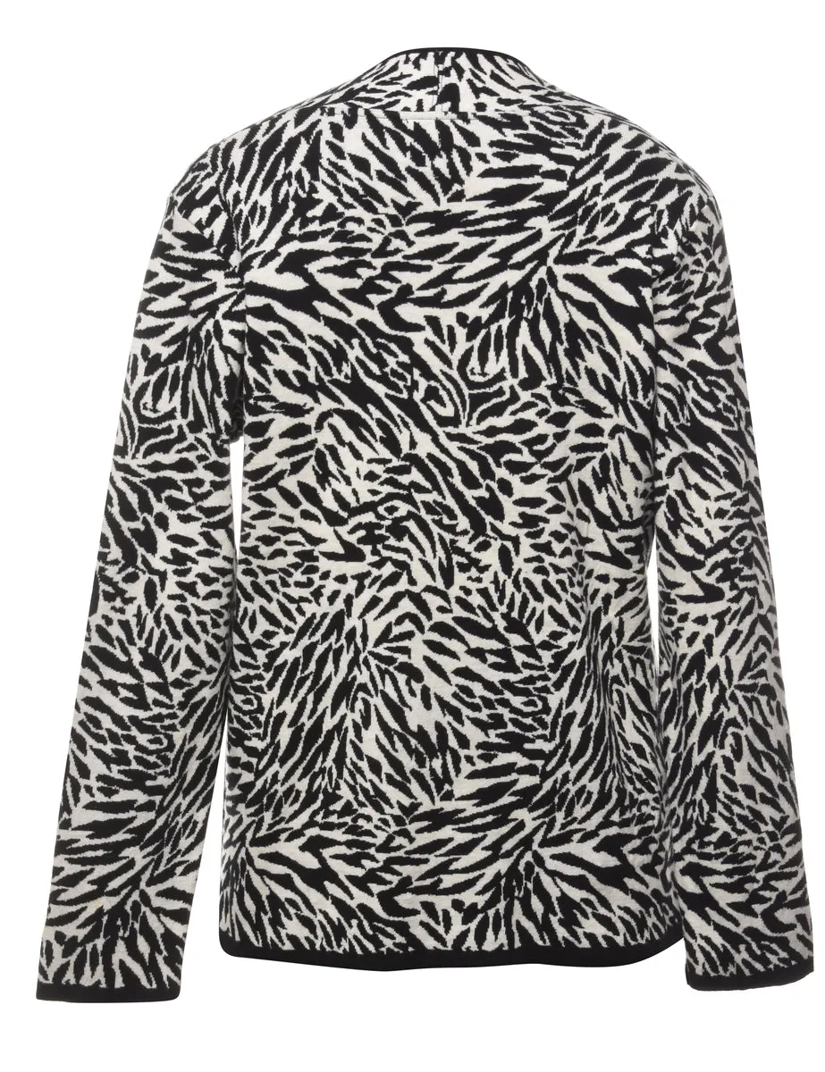 Monochrome Animal Pattern Jumper - L