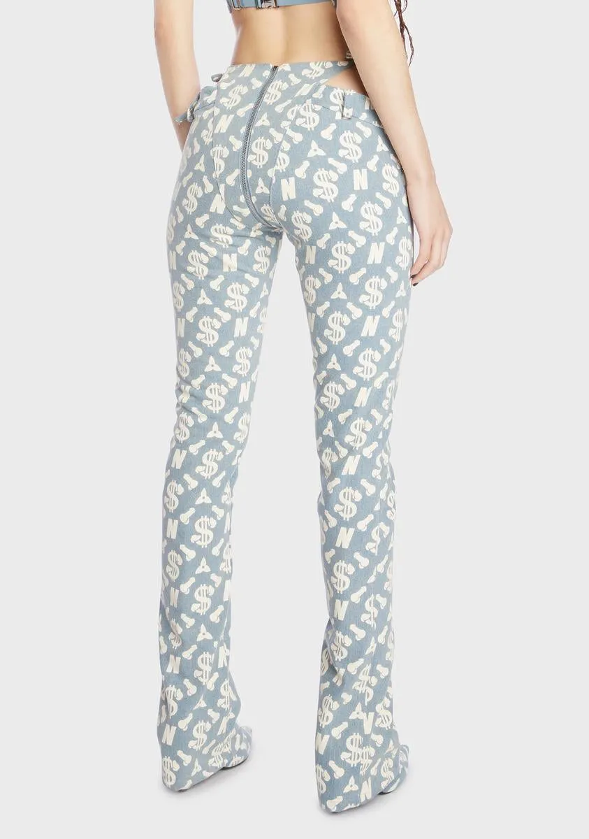 Monogram Denim Thong Pants