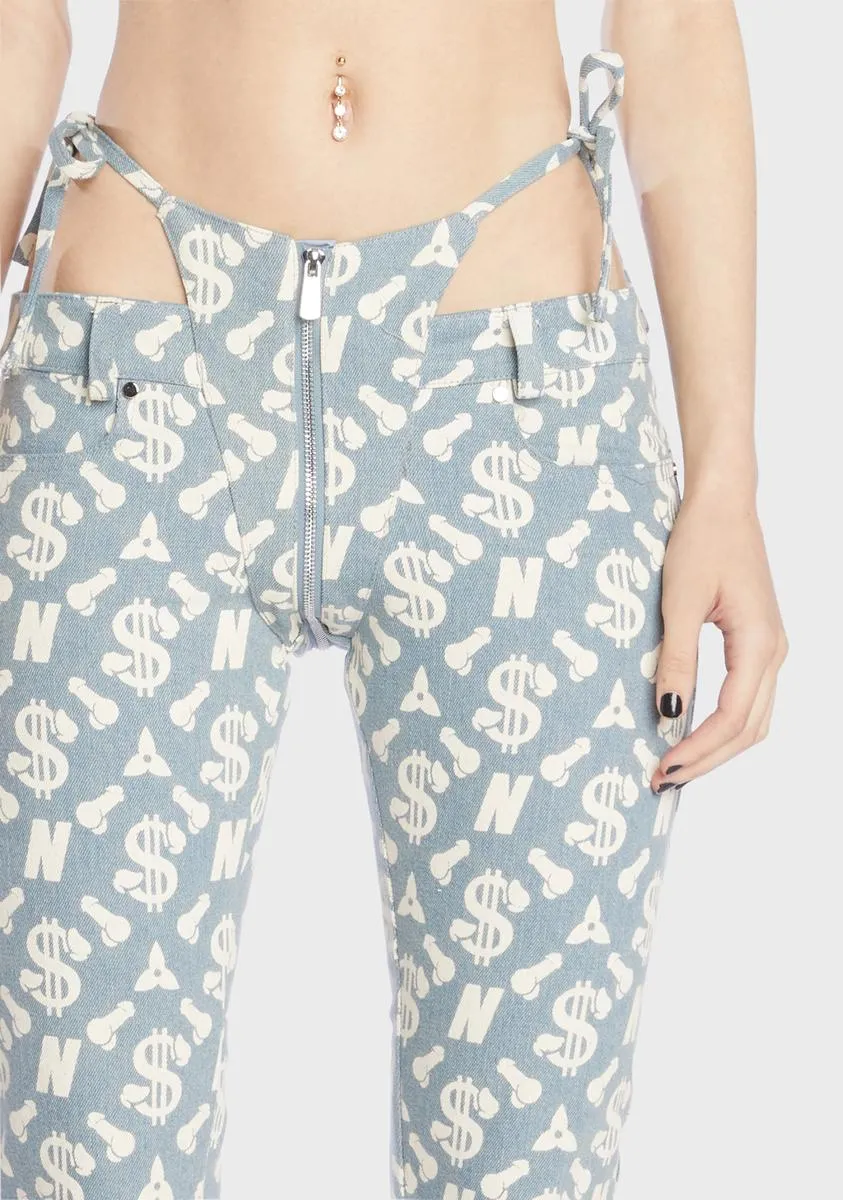 Monogram Denim Thong Pants