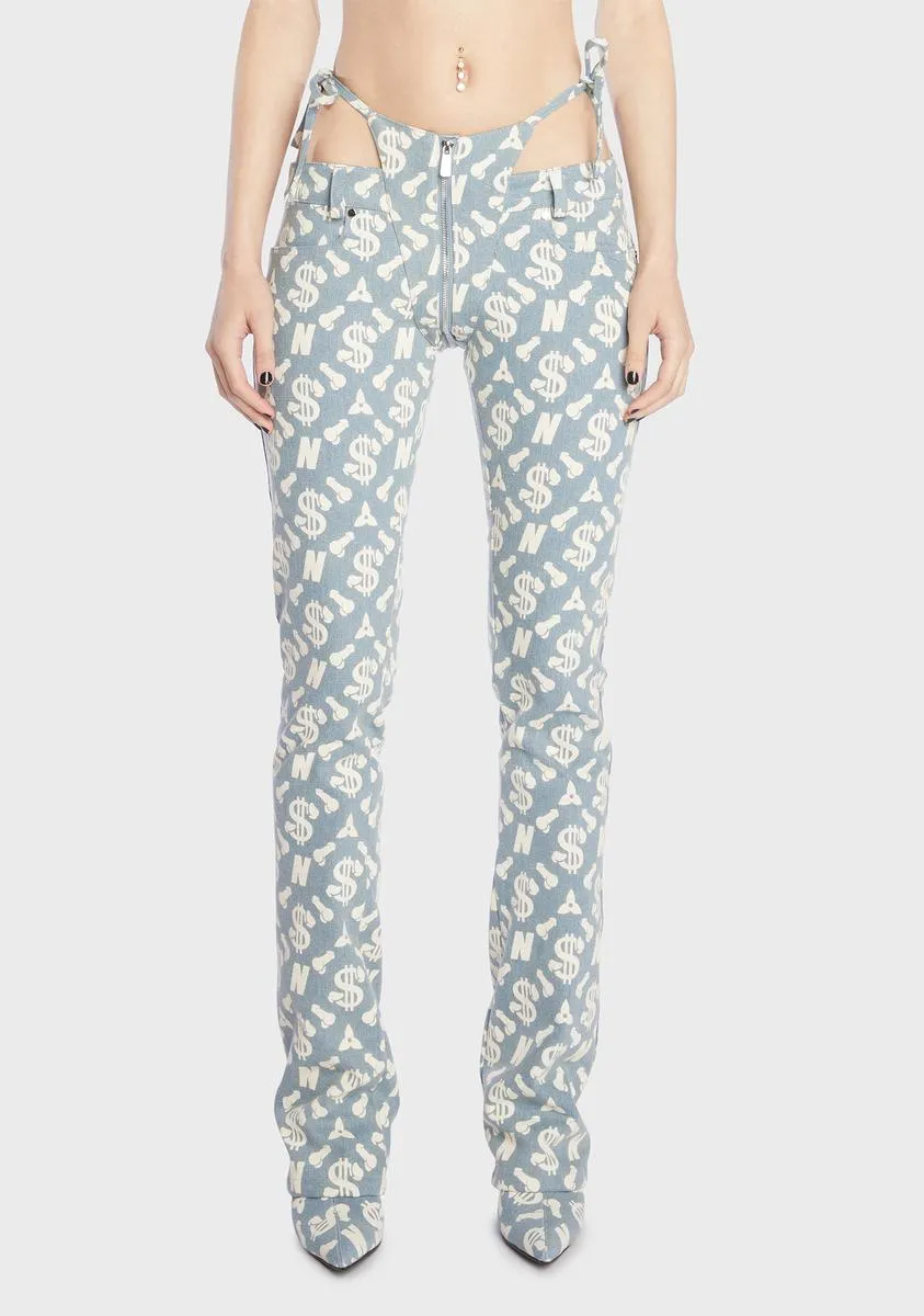 Monogram Denim Thong Pants