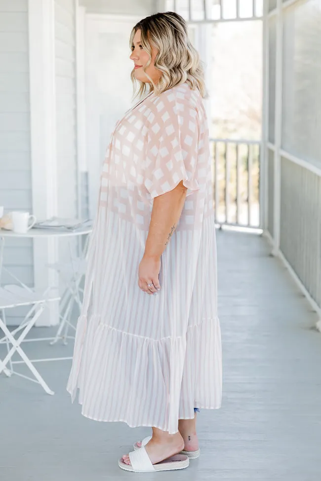 Morning Light Peach Printed Kimono FINAL SALE