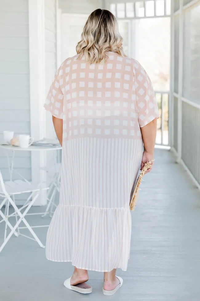 Morning Light Peach Printed Kimono FINAL SALE