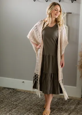 Natural Crochet Fringe Kimono - FINAL SALE