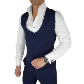 Navy Blue Double Breasted Waistcoat