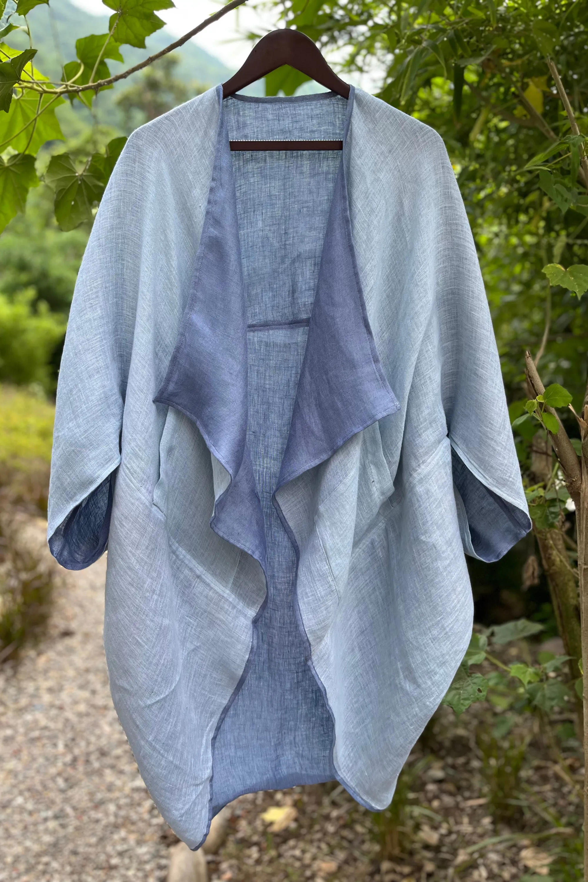 NEW! Reversible LINEN Kimono Cornflower