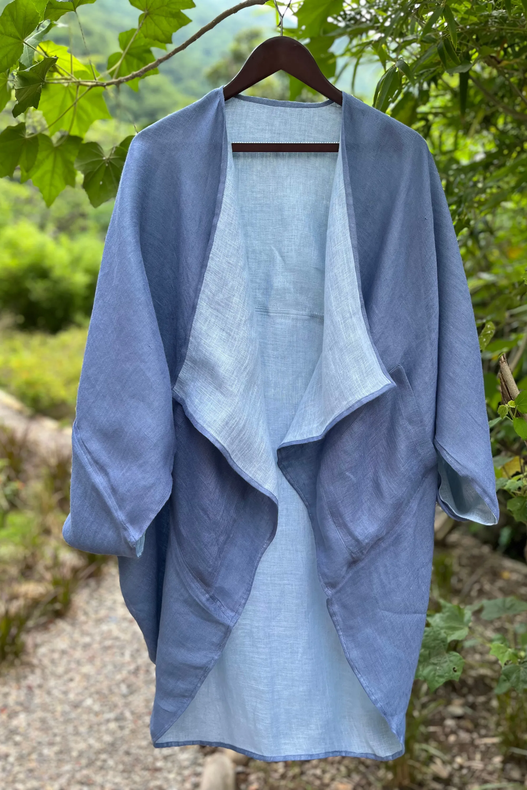 NEW! Reversible LINEN Kimono Cornflower