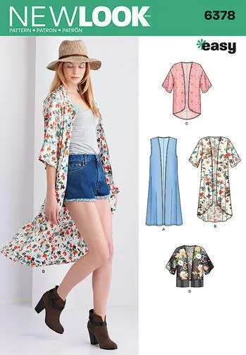 Newlook Pattern 6378 Misses' Easy Kimonos with Length Variations