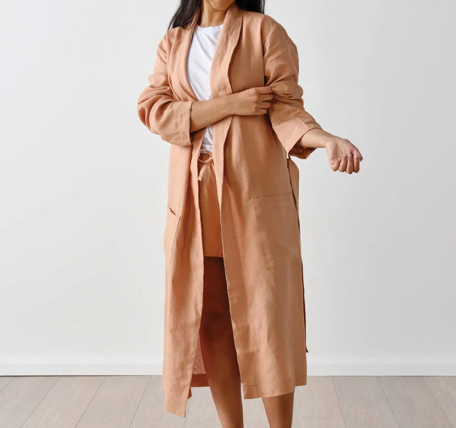 Nimes Linen One Size Bathrobe Clay