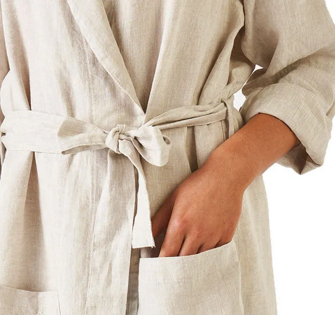 Nimes Linen One Size Bathrobe Natural