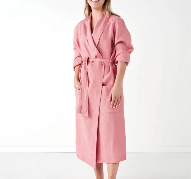 Nimes Linen One Size Bathrobe Rosette