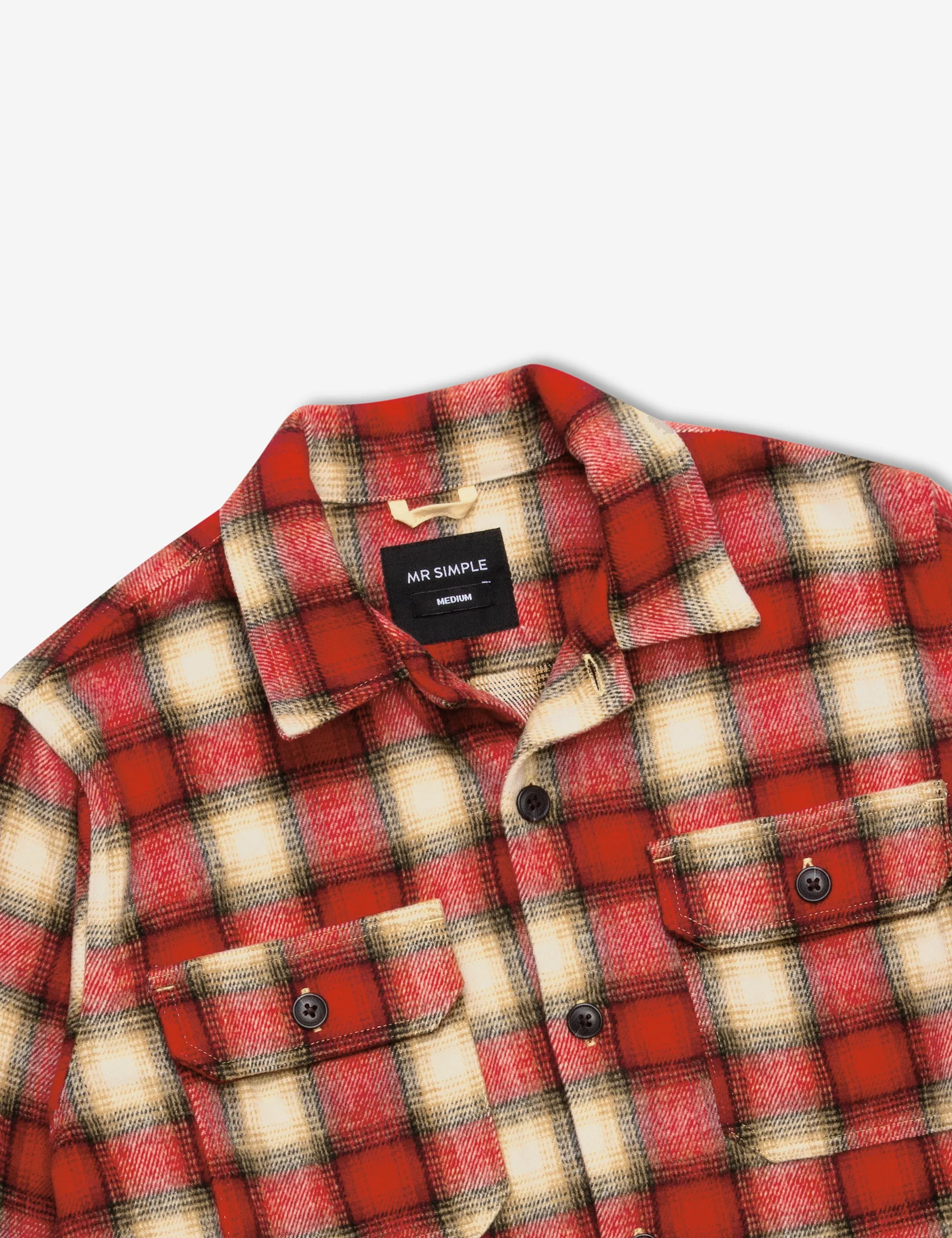 Nomad Overshirt Heavy Flannel - Red/Natural