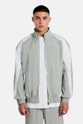 Nylon Panelled Track Jacket - Light Grey