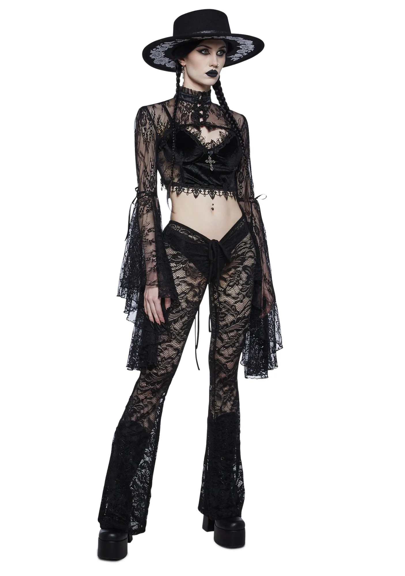 Ominous Whispers V-Cut Lace Pants