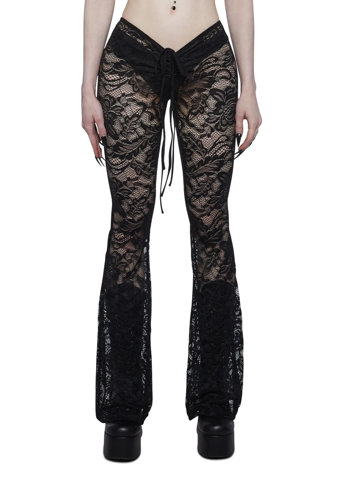 Ominous Whispers V-Cut Lace Pants