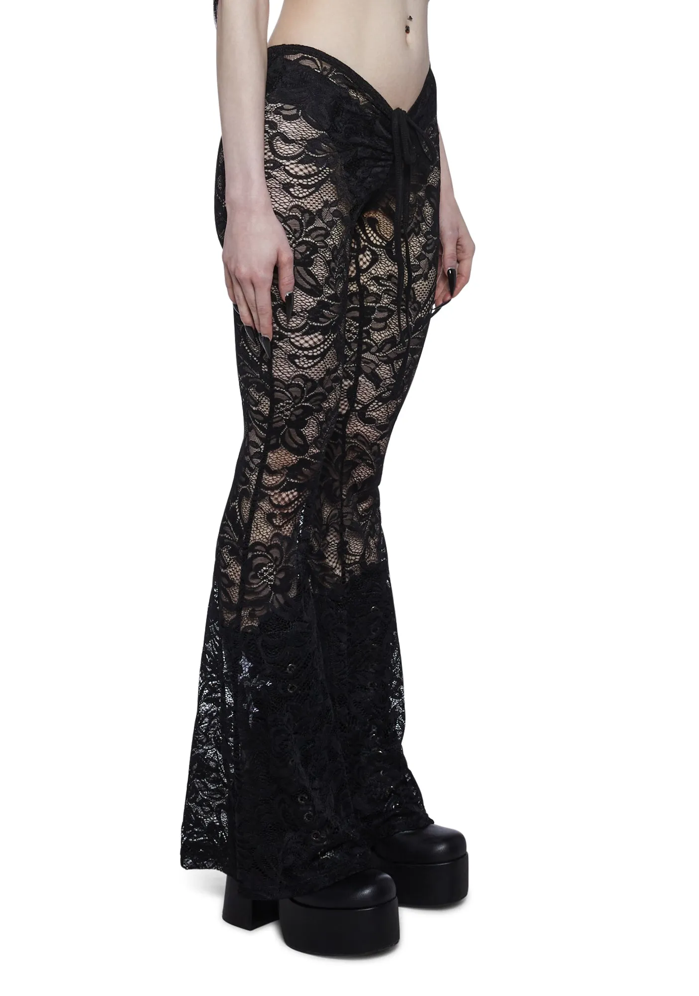 Ominous Whispers V-Cut Lace Pants