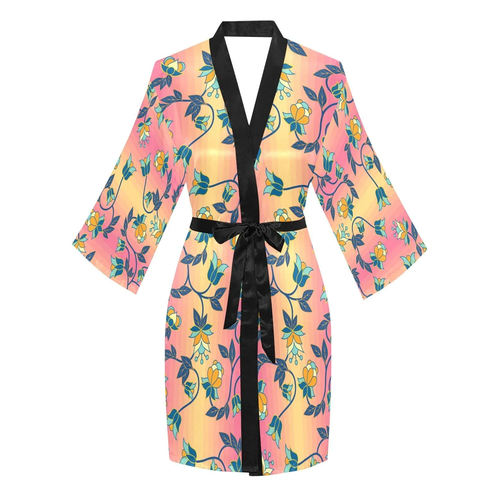 Orange Days Long Sleeve Satin Robe