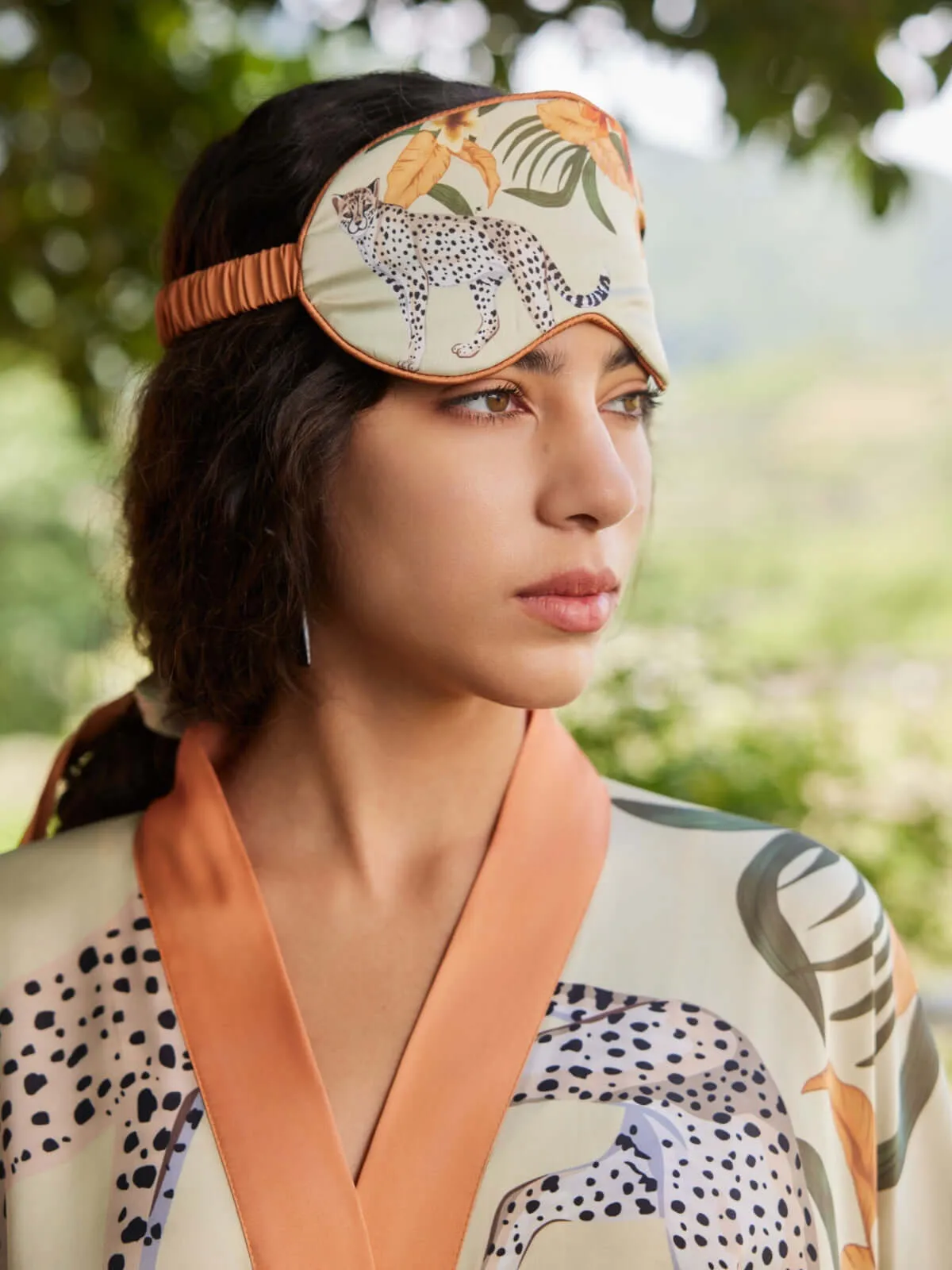 Orange Leopard Charmeuse Asian Inspired Sleep Mask