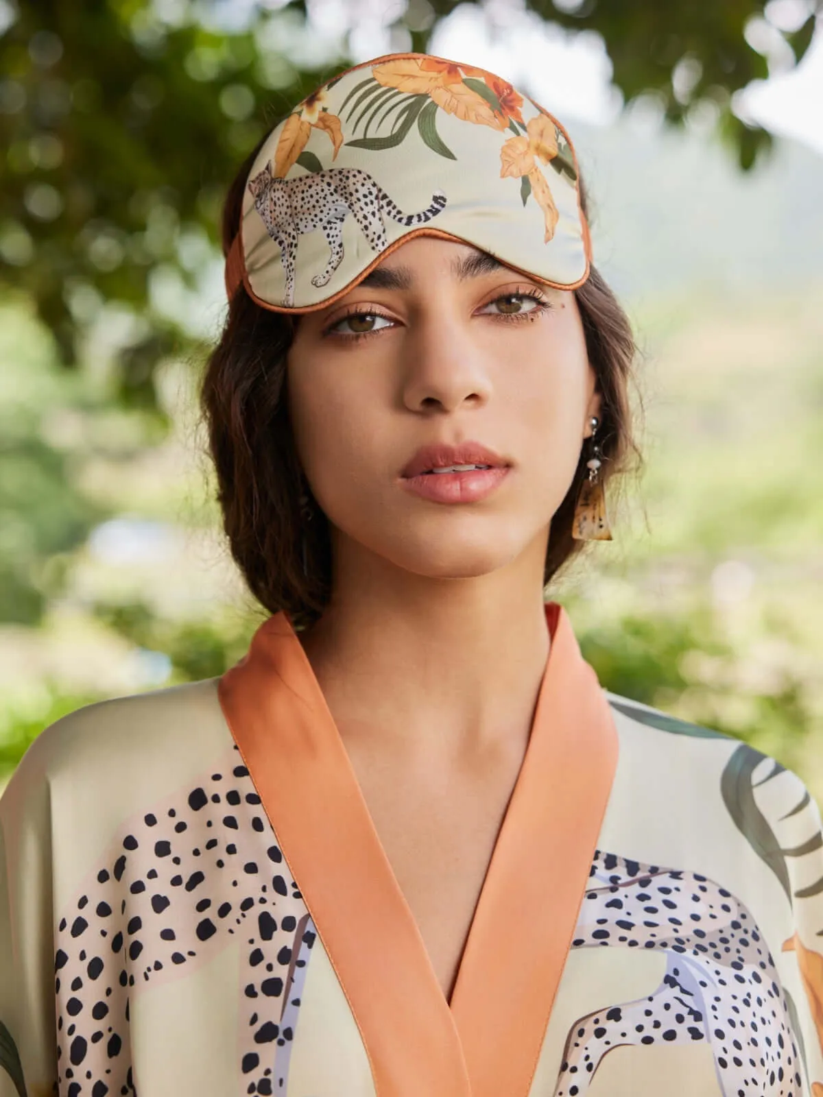 Orange Leopard Charmeuse Asian Inspired Sleep Mask