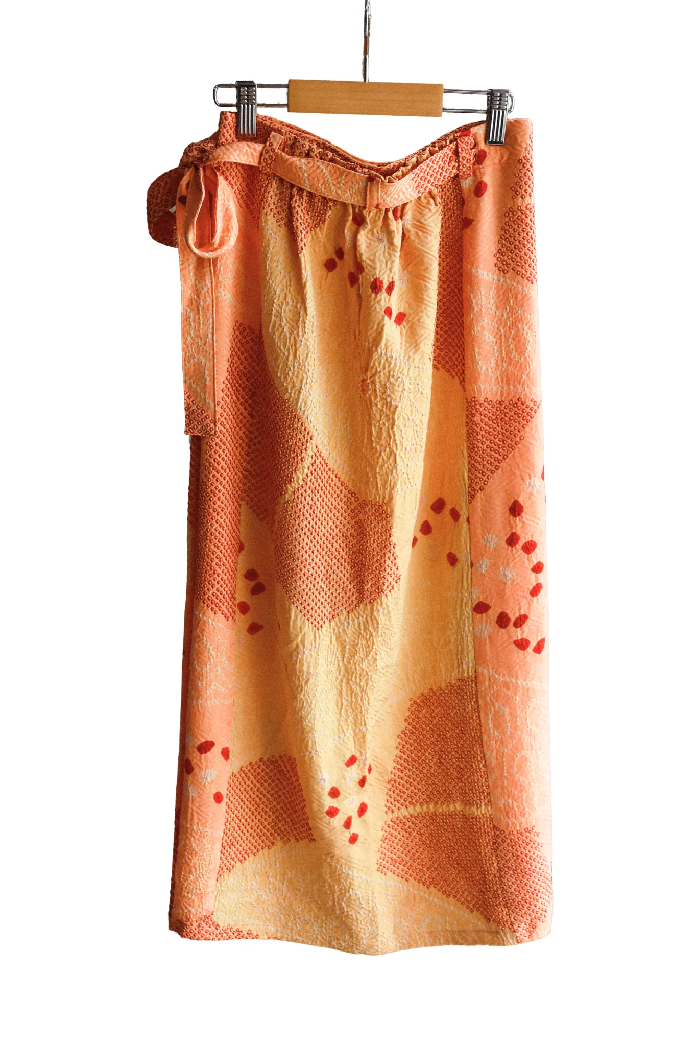 Orange Shibori Wrap Skirt