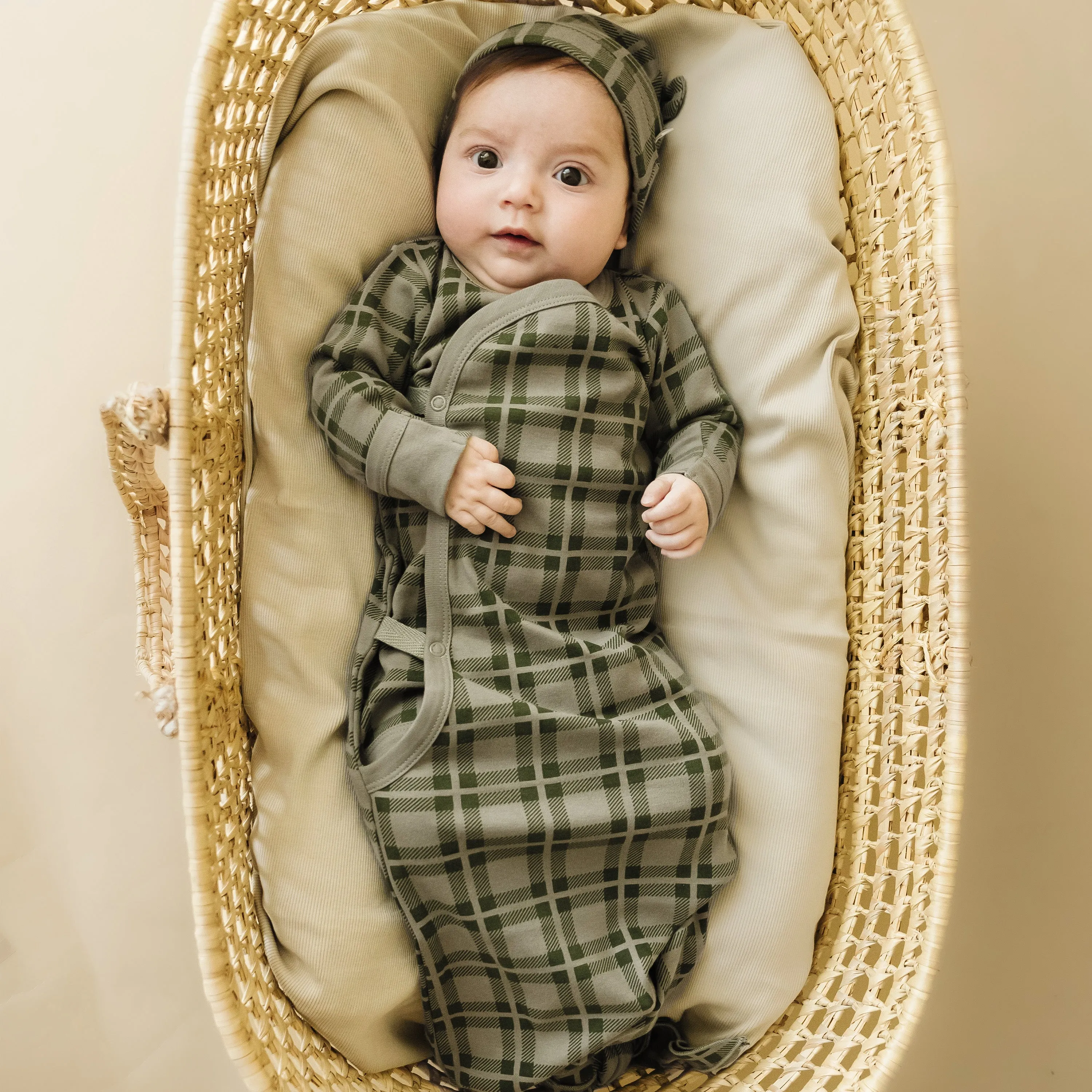 Organic Baby Sleep Gown Knotted - Plaid