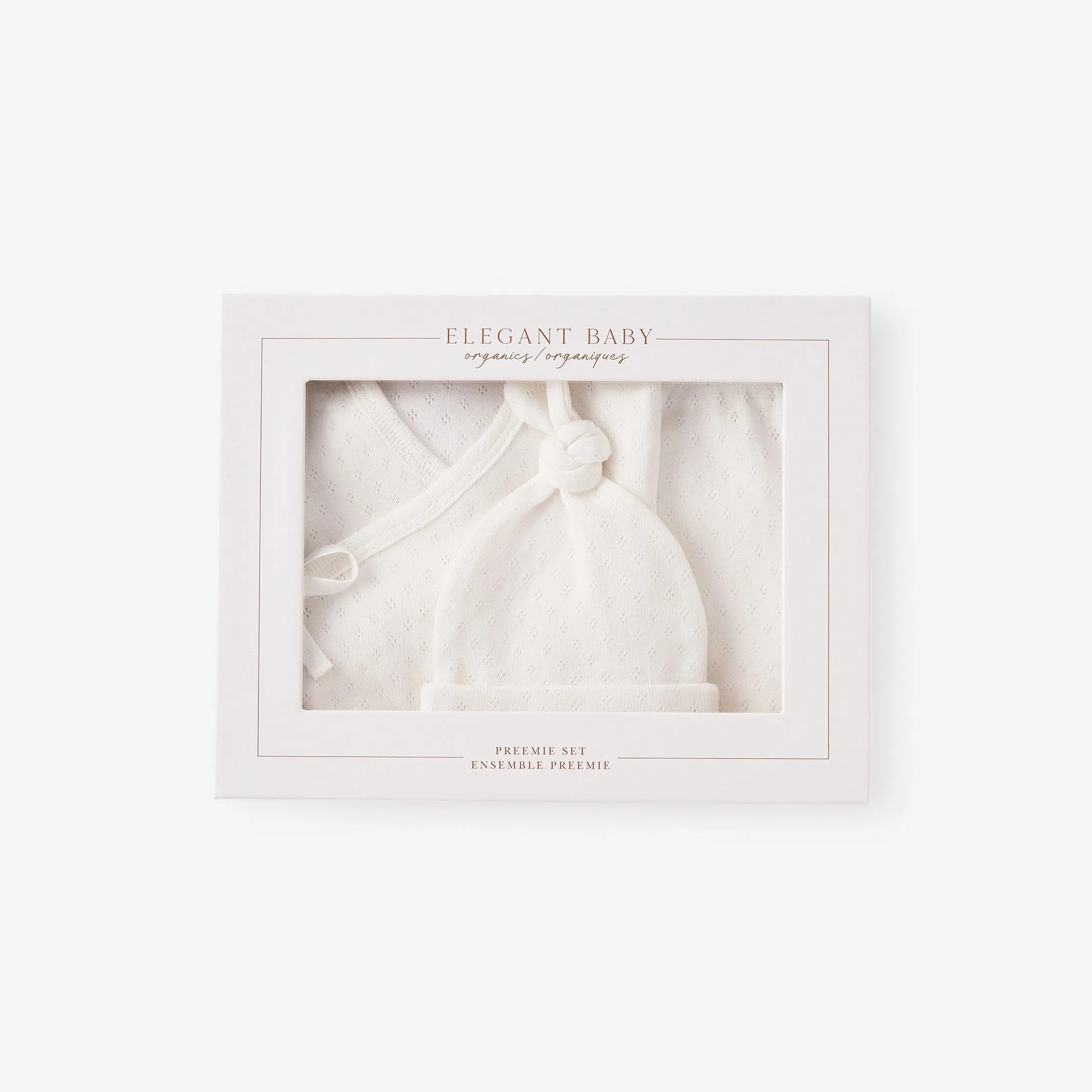 Organic Cotton Pointelle 3 Pc Preemie Layette Set w. Gift Box