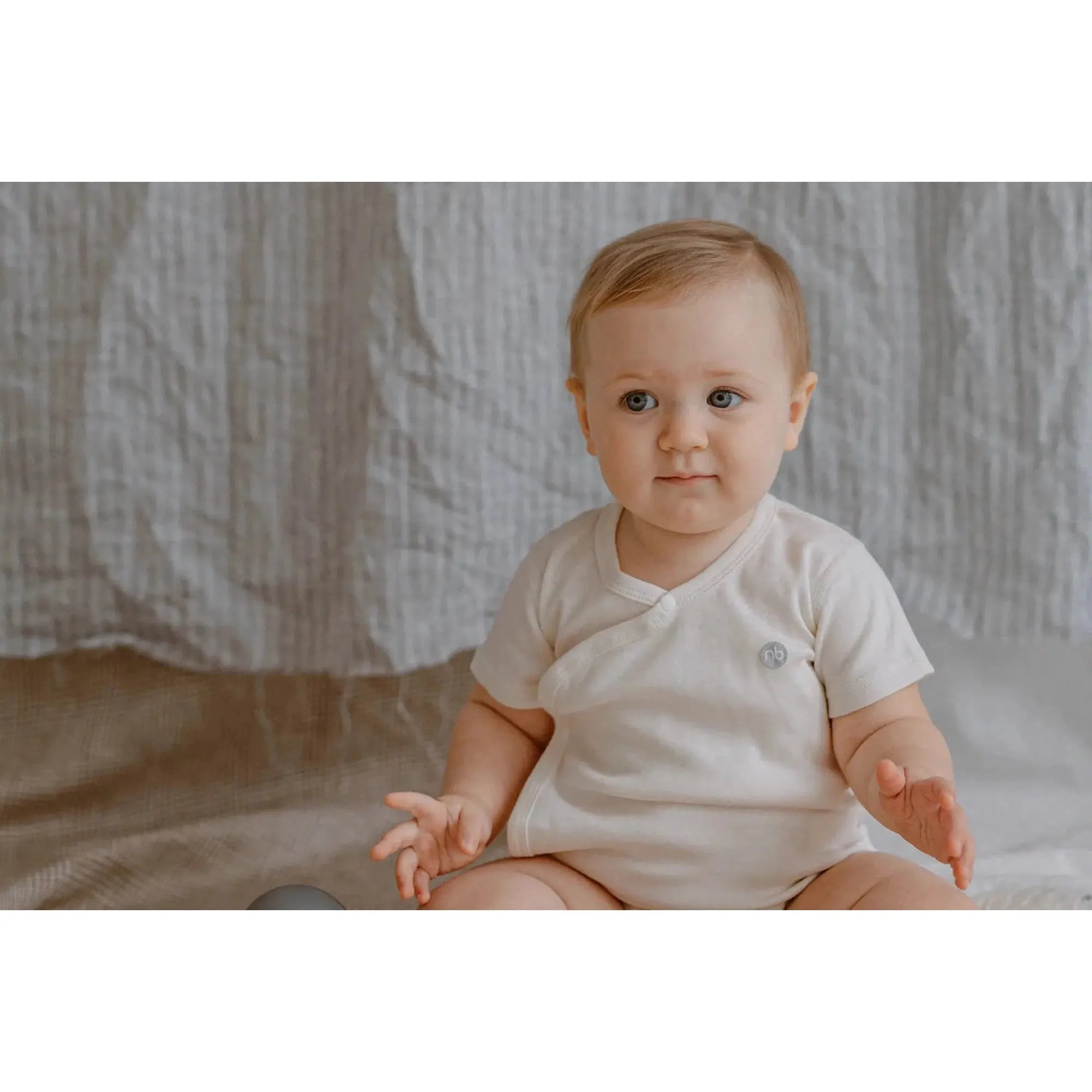 Organic Cotton Ribbed Kimono SS Onesie - White