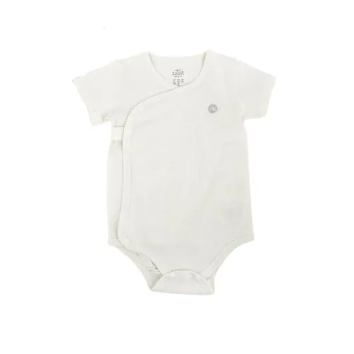 Organic Cotton Ribbed Kimono SS Onesie - White